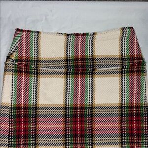 J. Crew Plaid Pencil Skirt - Red, Green, Cream